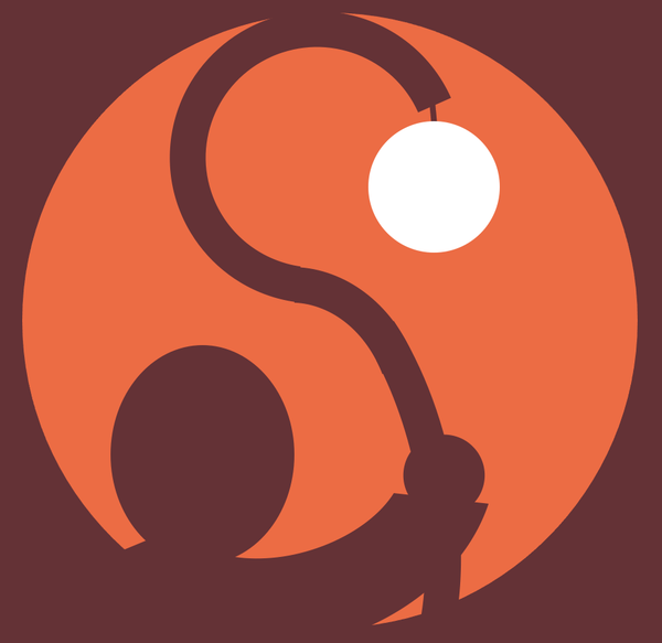 A figure holding a lantern staff.